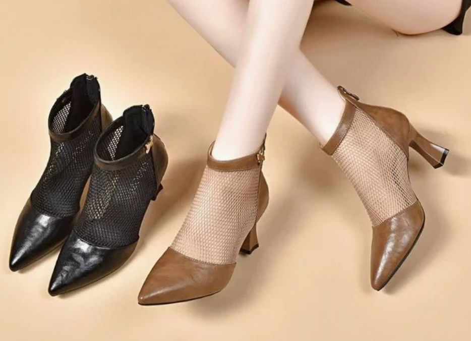 Women Woven Heeled Ankle Boots | Seraphina