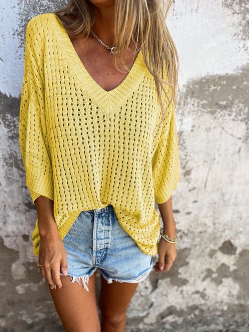 Women V-Neck Knit Top | Yvette