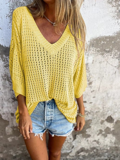 Women V-Neck Knit Top | Yvette