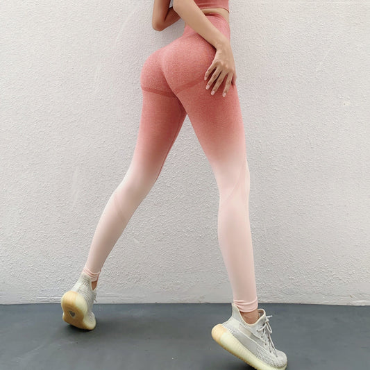 Women Gym Leggings Ombre Striped Nylon Blend | Bella-1