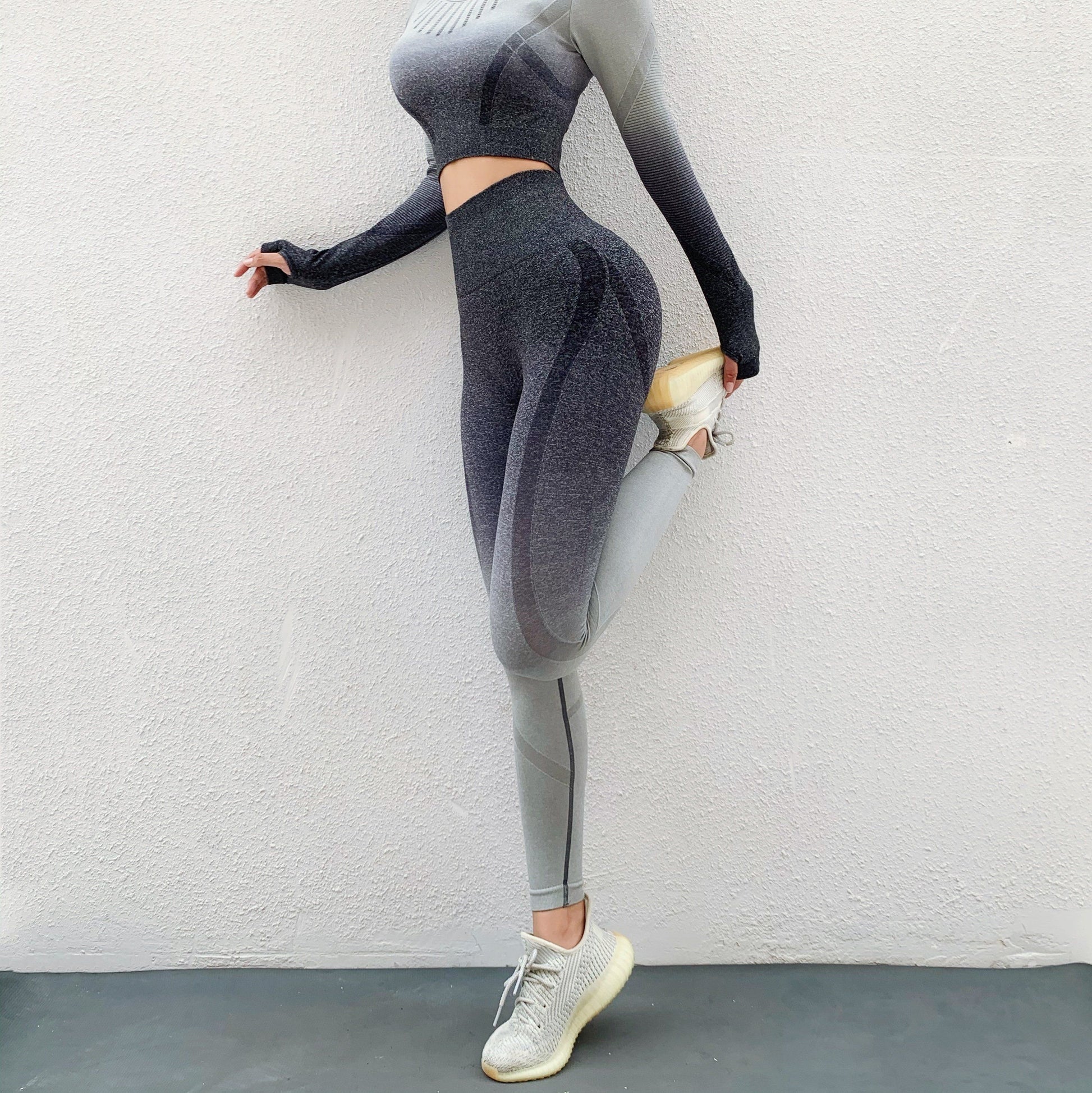 Variant image for Women Gym Leggings Ombre Striped Nylon Blend | Bella-4