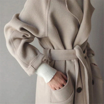 Women Elegant Longline Wool Coat | Altheia