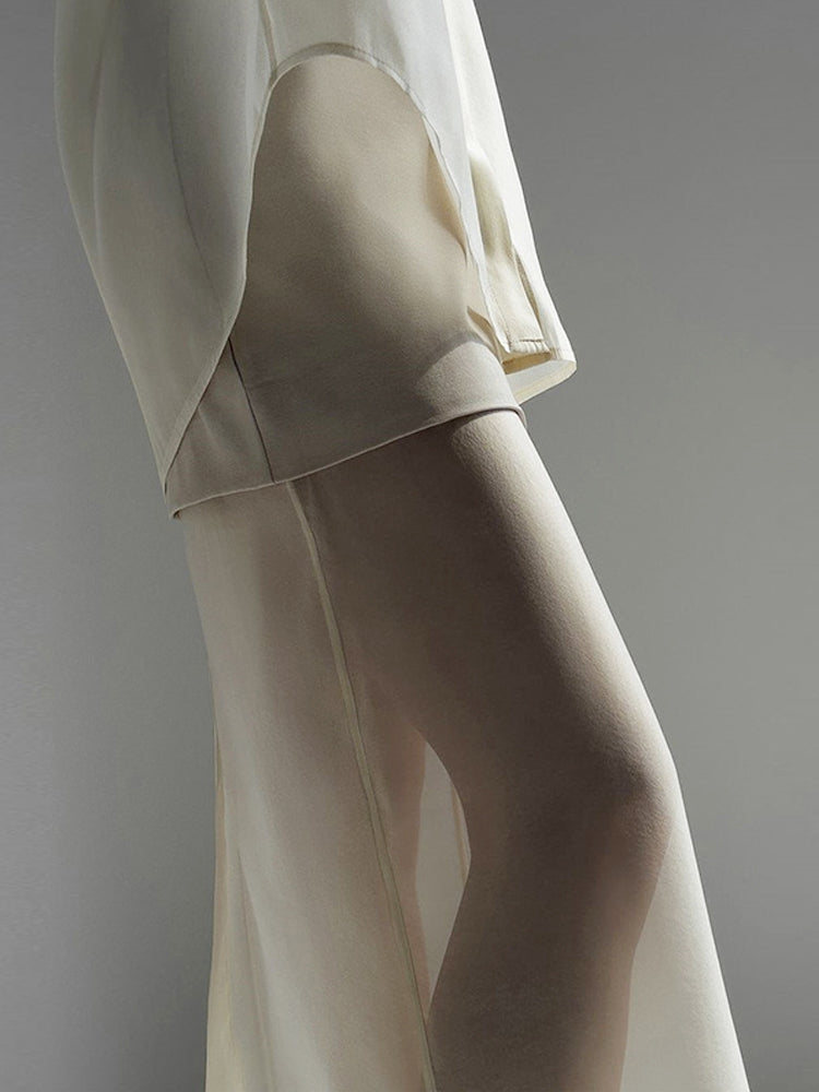 Women Sheer Blouse Cream Lightweight | Elegance-4