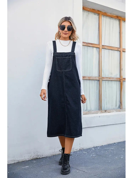 Women Midi Dress Blue Denim | Trendsetter-1