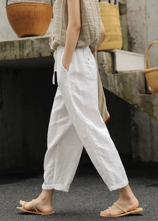 Women Trousers Black Cotton Relaxed Fit | Emilie-1