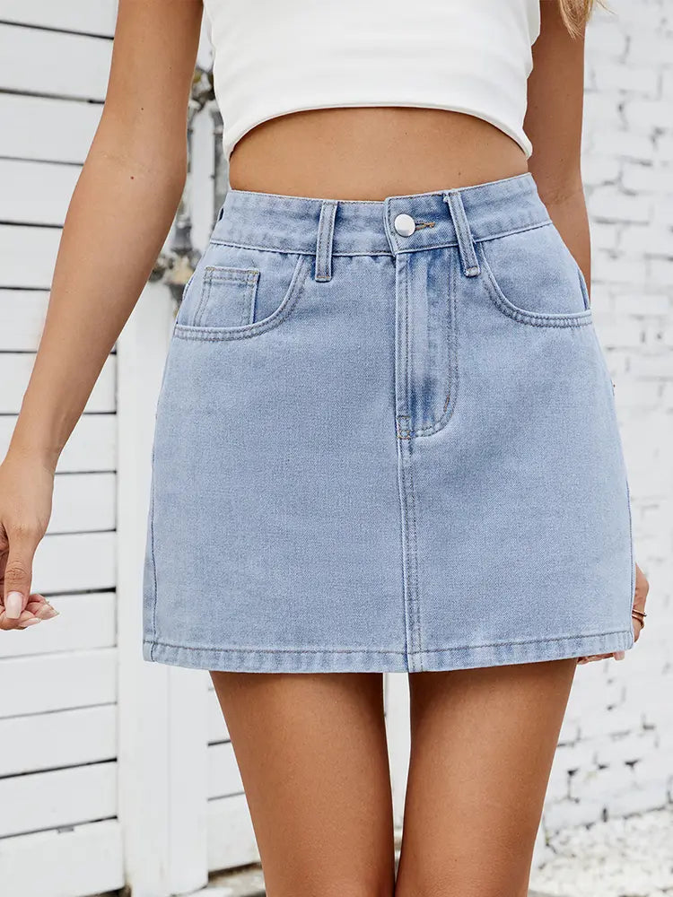 Women Denim Skirt Blue Denim | Trendsetter-1