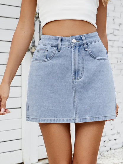 Women Denim Skirt Blue Denim | Trendsetter-1