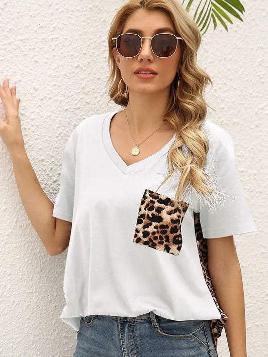 Women Graphic Tee Leopard Print Knit | Trendy-1