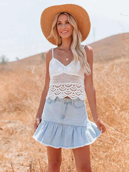 Women Midi Denim Skirt Blue Washed | Vintage Charm-2