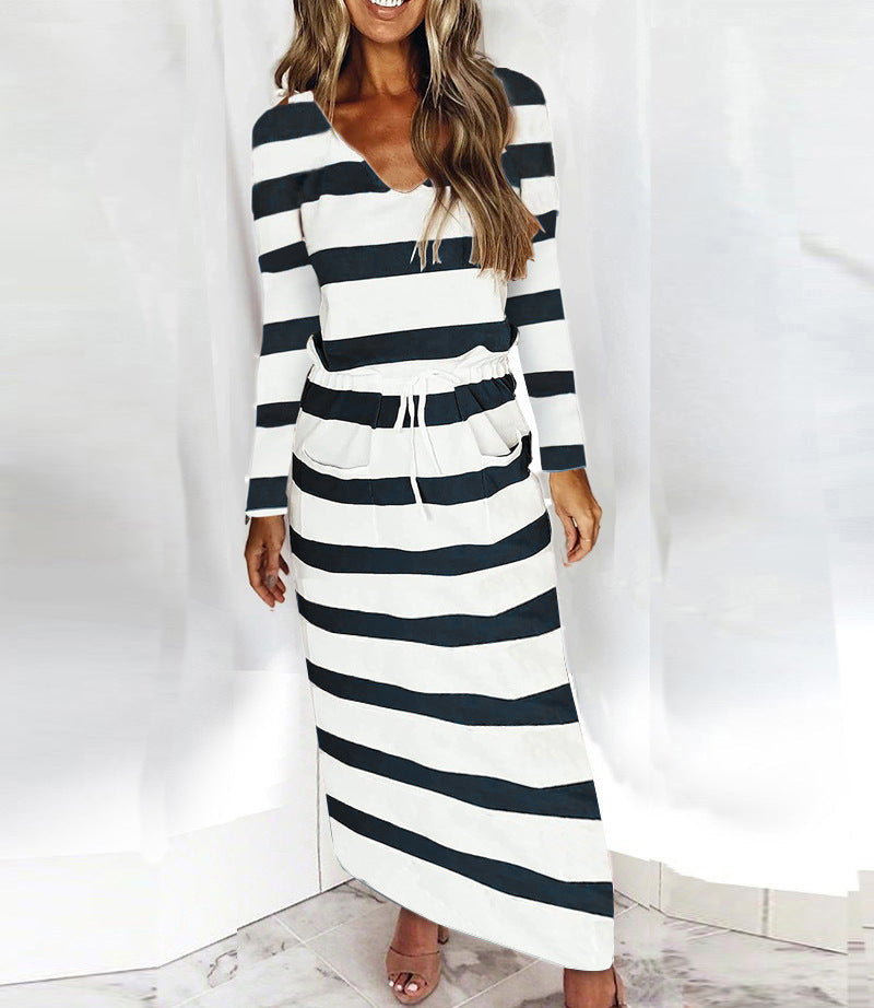 Variant image for Women Maxi Dress Striped Cotton | Summer Breeze-1