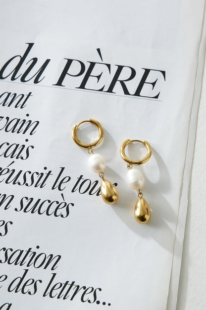 Women Gold Earrings for Women Gold Plated Pearl | Elegant Charm-3