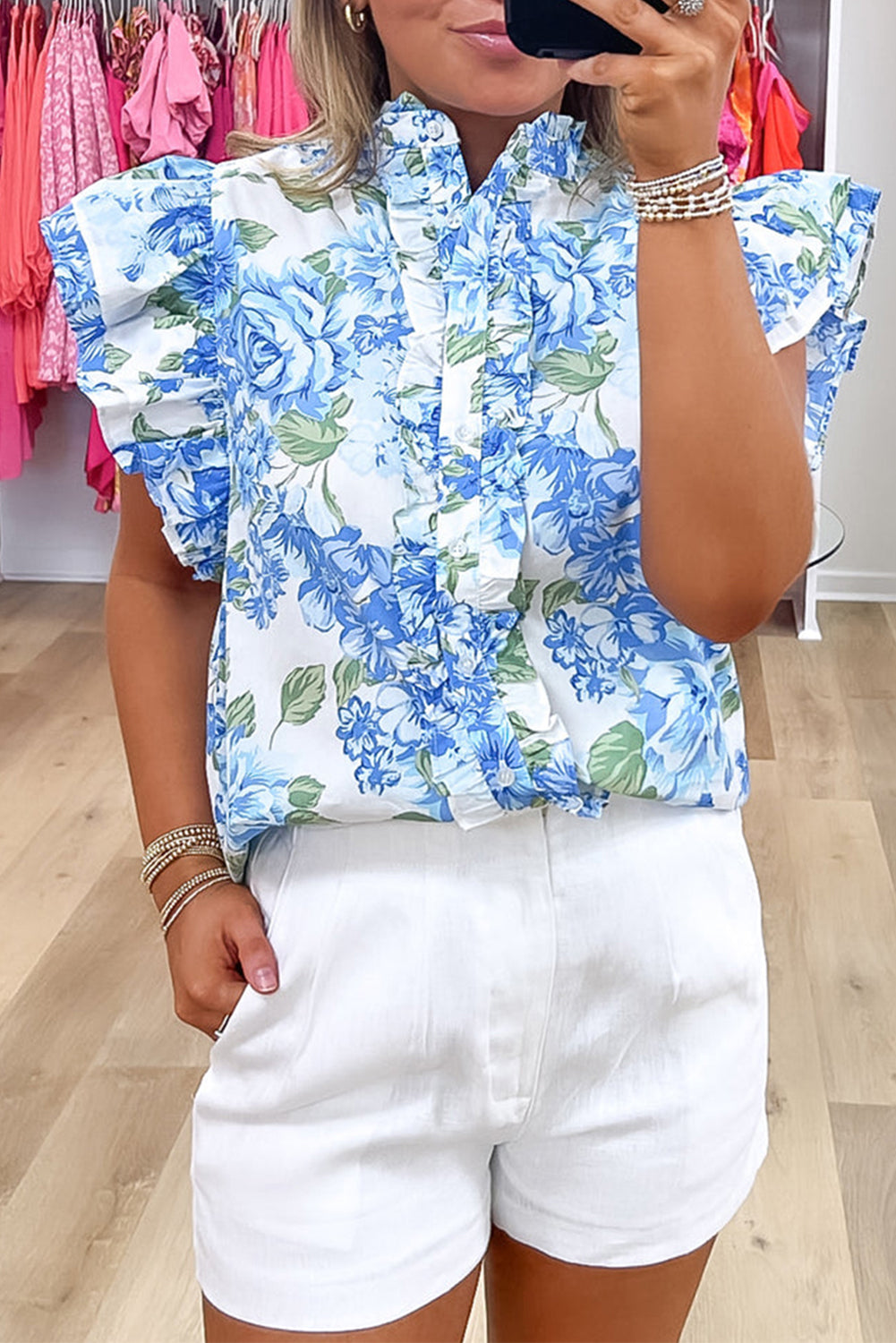 Women Blouse Sky Blue Polyester | Bella-4