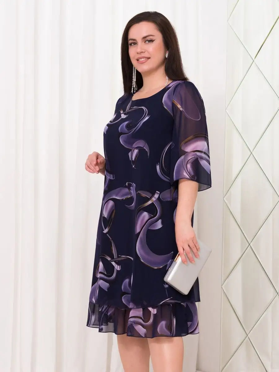 Woman Elegant Chiffon Overlay A-Line Dress | Lumen