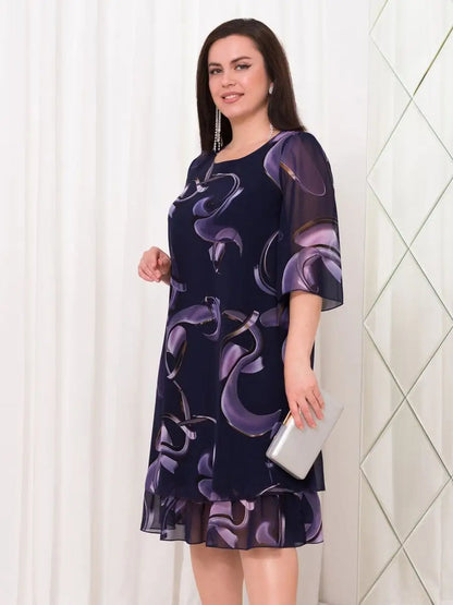 Woman Elegant Chiffon Overlay A-Line Dress | Lumen