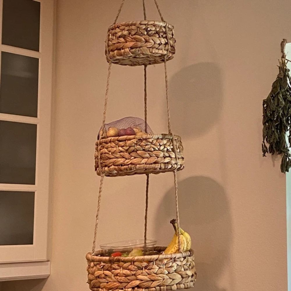 Hanging Basket Organizer 3-Tier Natural Iron Wire | Rustic Charm 3