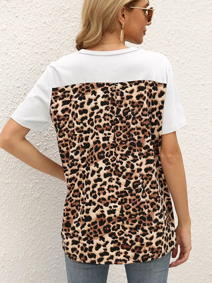 Women Graphic Tee Leopard Print Knit | Trendy-3