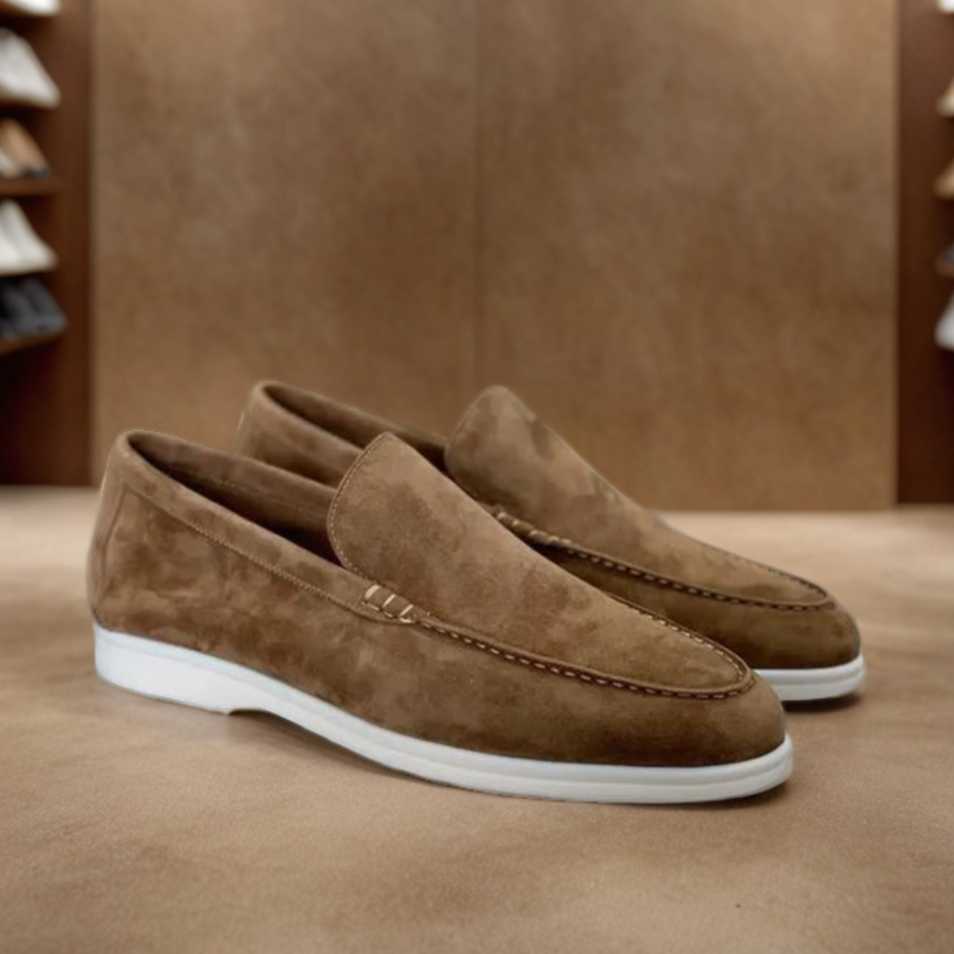 Variant image for Men's Suede Loafers Brown | Elvy-23