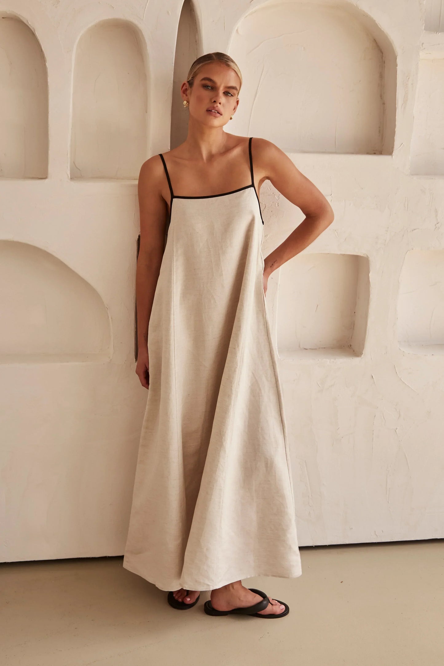 Minimalist Linen Maxi Dress | Claire