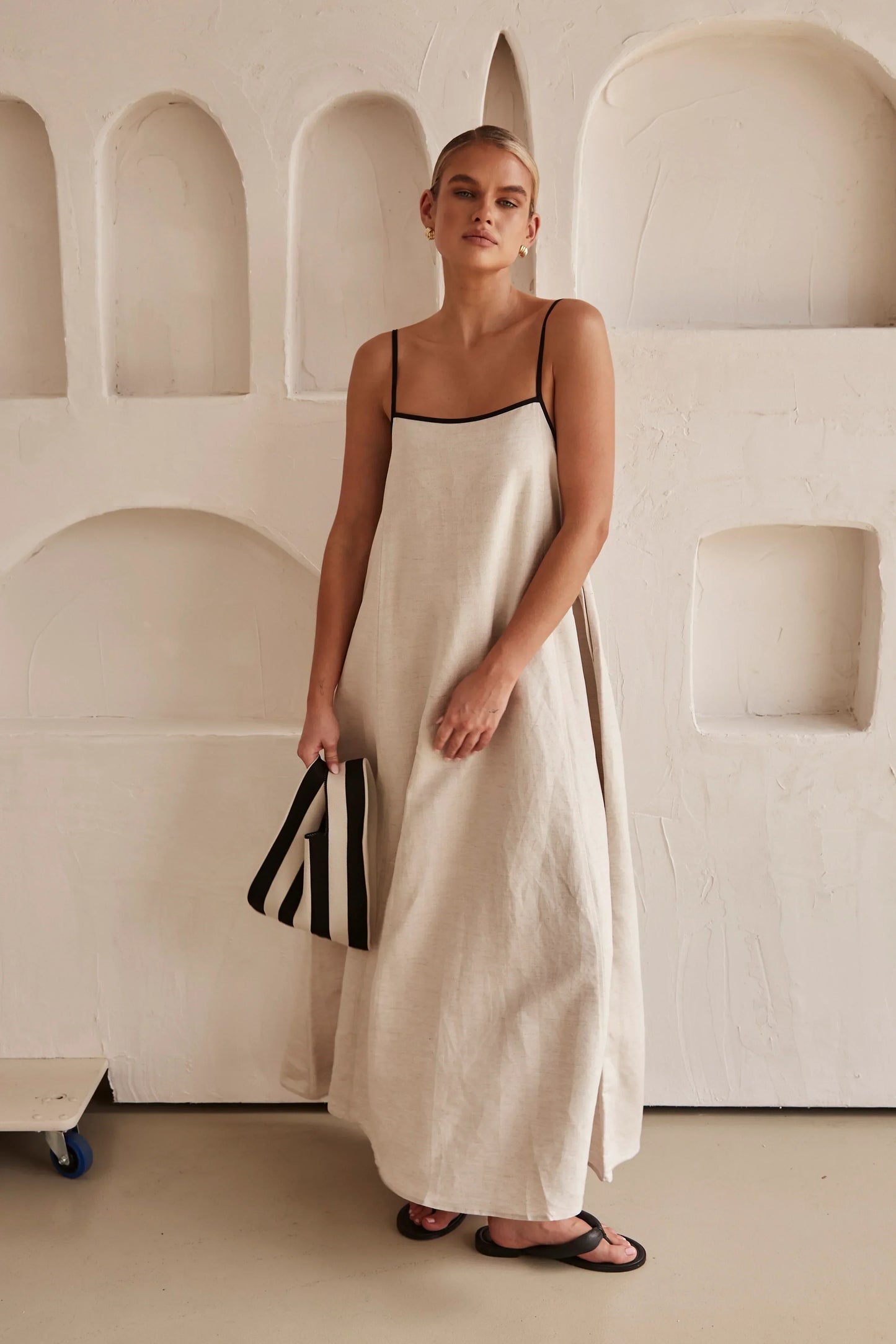 Minimalist Linen Maxi Dress | Claire