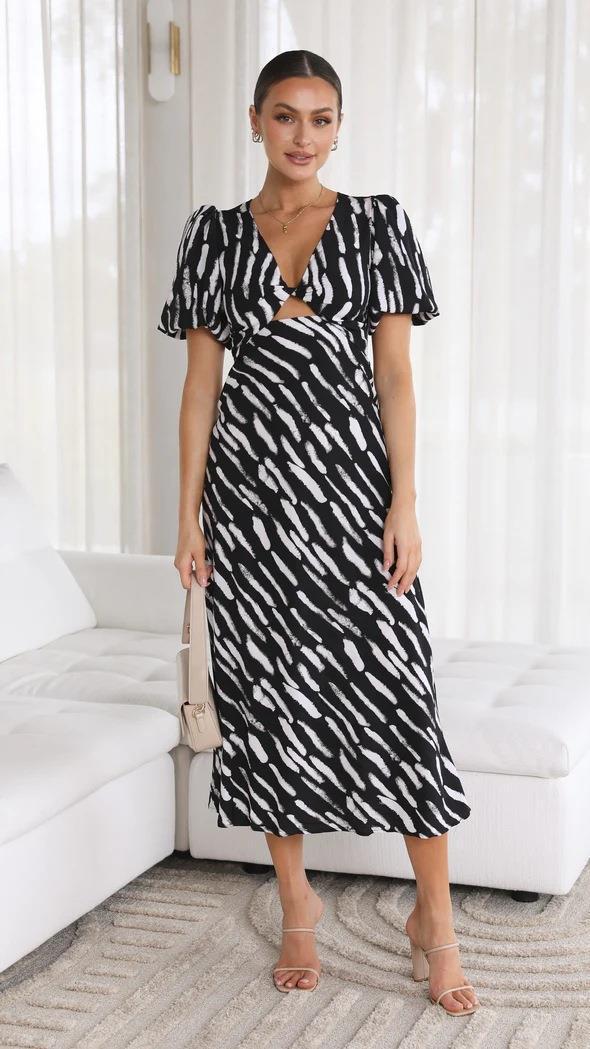 Abstract Print Midi Dress | Tamara