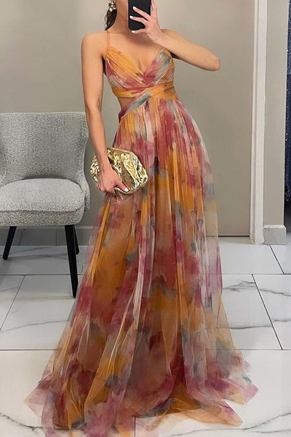Women Maxi Dress Floral Print Polyester | Gisele-5