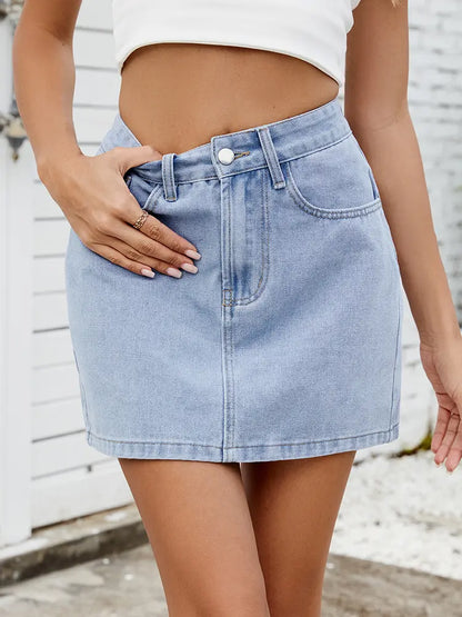 Women Denim Skirt Blue Denim | Trendsetter-2