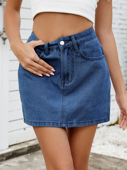 Women Denim Skirt Blue Denim | Trendsetter-6
