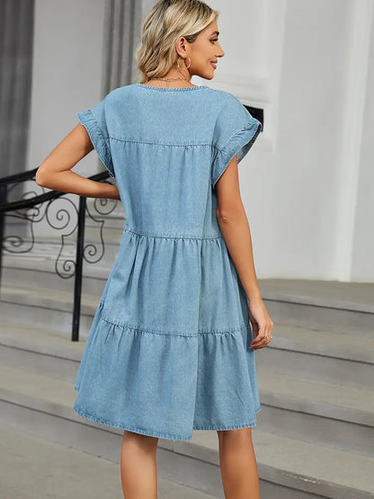 Women Denim Dress Loose Fit Summer | Summer Breeze-5