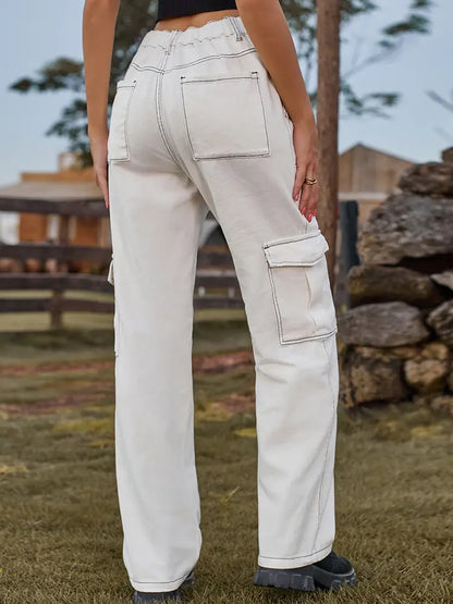 Women Cargo Pants Blue Denim | Vintage Style-4