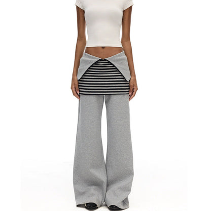 Women Wide Leg Pants Light Grey Polyester | Casual Chic-1