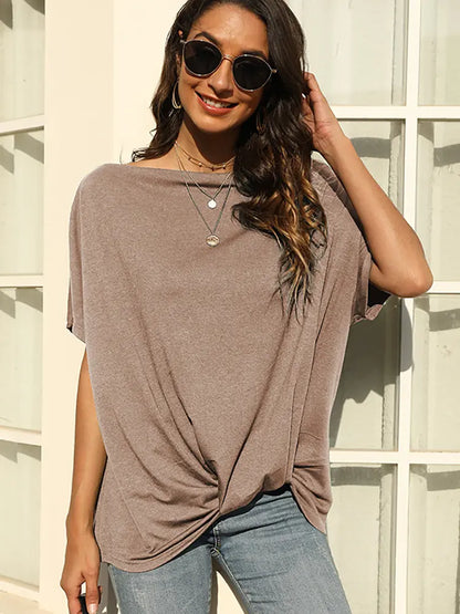 Variant image for Women Off-Shoulder T-Shirt Solid Color Cotton | Bella-11