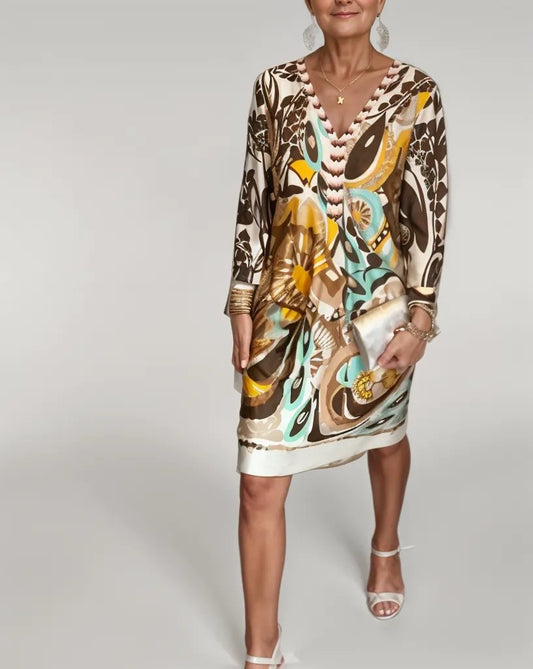 Patterned Knee-Length Dress | Aviva