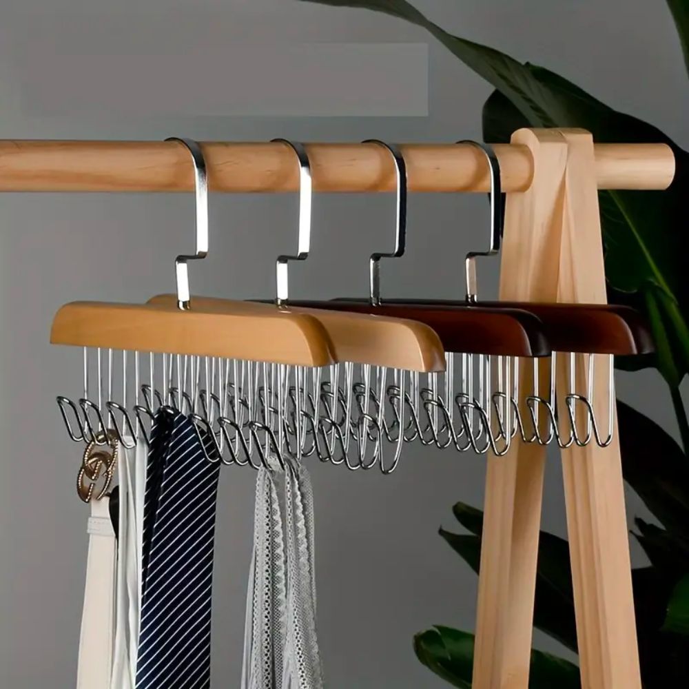 Multifunctional Hanger Hook Natural Wood Iron | Storage Solution 4