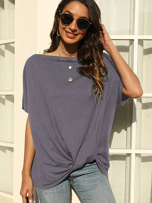 Women Off-Shoulder T-Shirt Solid Color Cotton | Bella-1