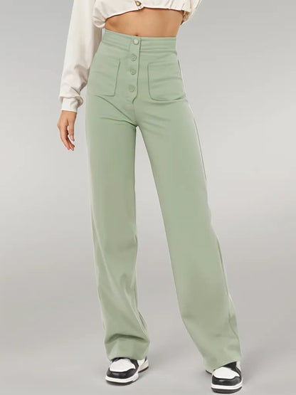 High-Waisted Button Detail Pants | Daria