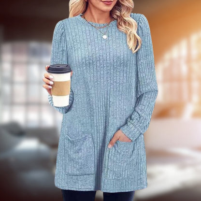 Women Cozy Ribbed Tunic Sweater | Joselin