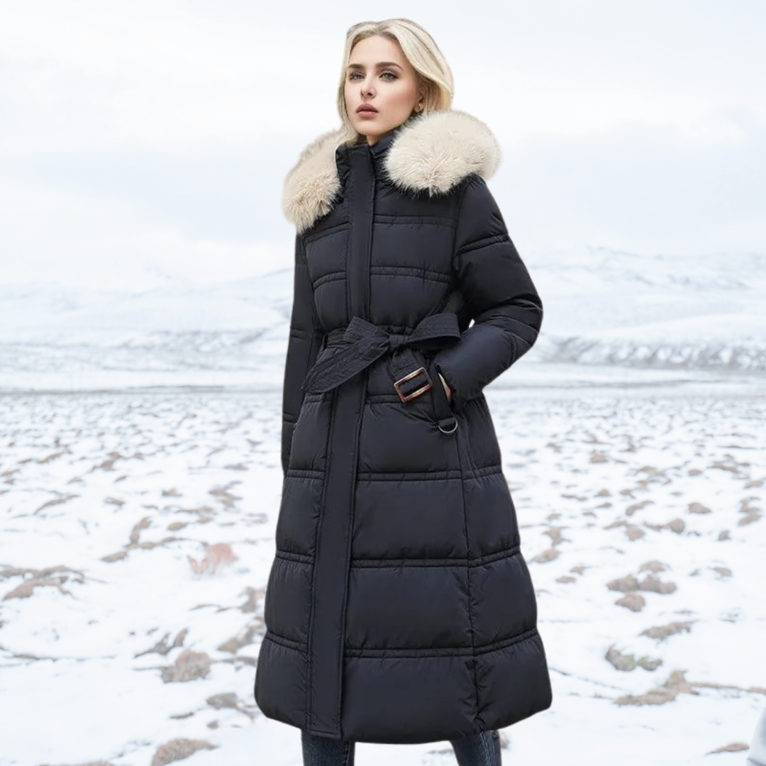 Luxury Fur-Collar Long Puffer Coat | Kamilah