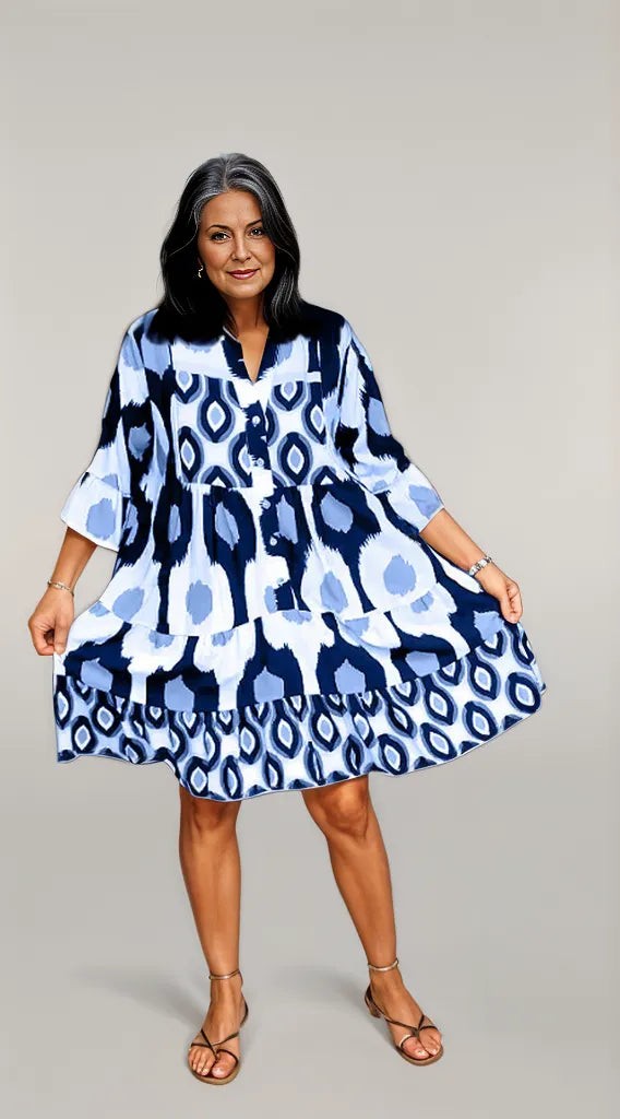 Abstract Print Swing Dress | Vienna