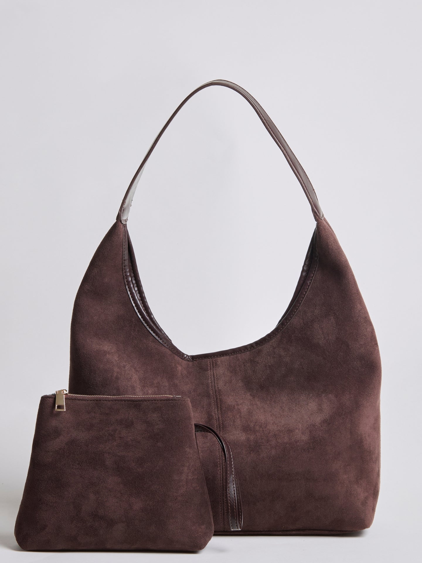 Suede Tote Bag with Pouch | Alberta