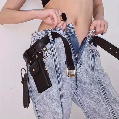 Women Dual Pocket Leather Utility Belt | Issy