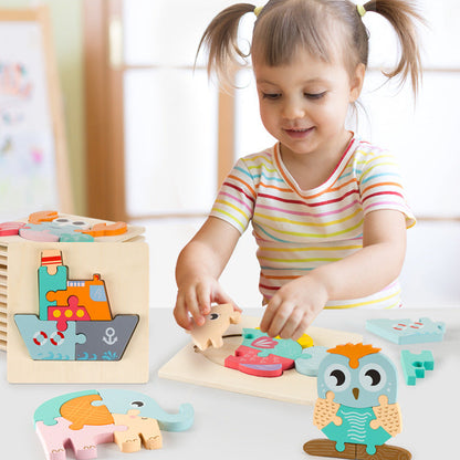 Kids Wooden Puzzles Set Eco-Friendly | Learning Fun-2