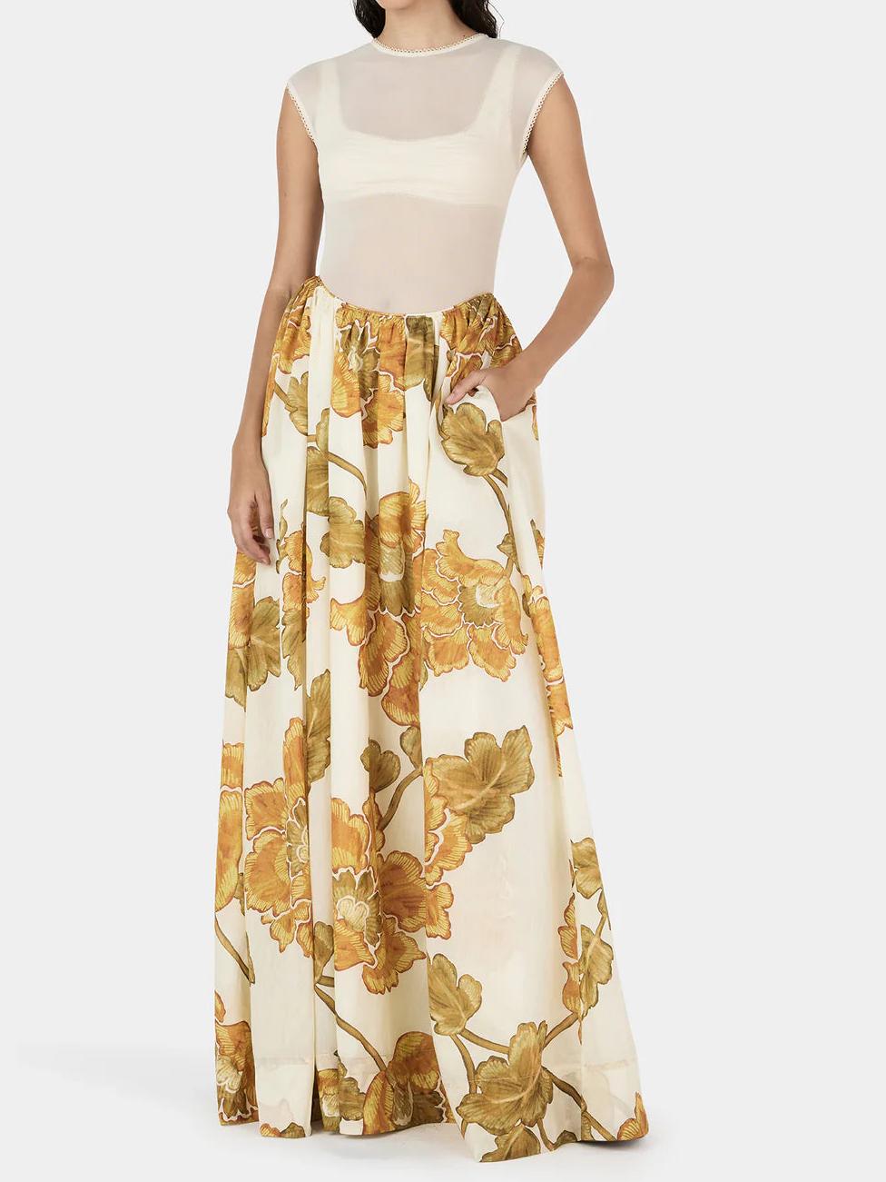Women Maxi Dress Yellow Sheer Fabric | Sunshine-2