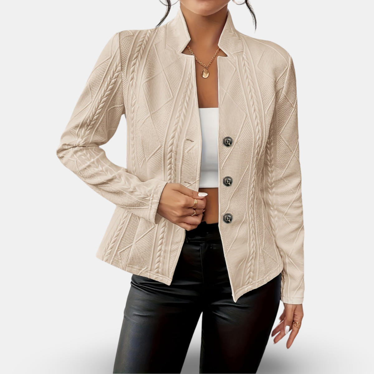 Women Textured Button-Up Tailored Blazer | Charis