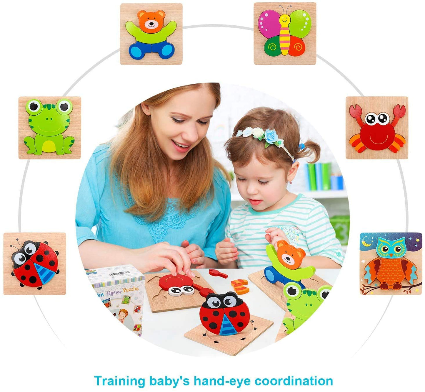Kids Wooden Puzzle Set Eco-Friendly | Learning Fun-3