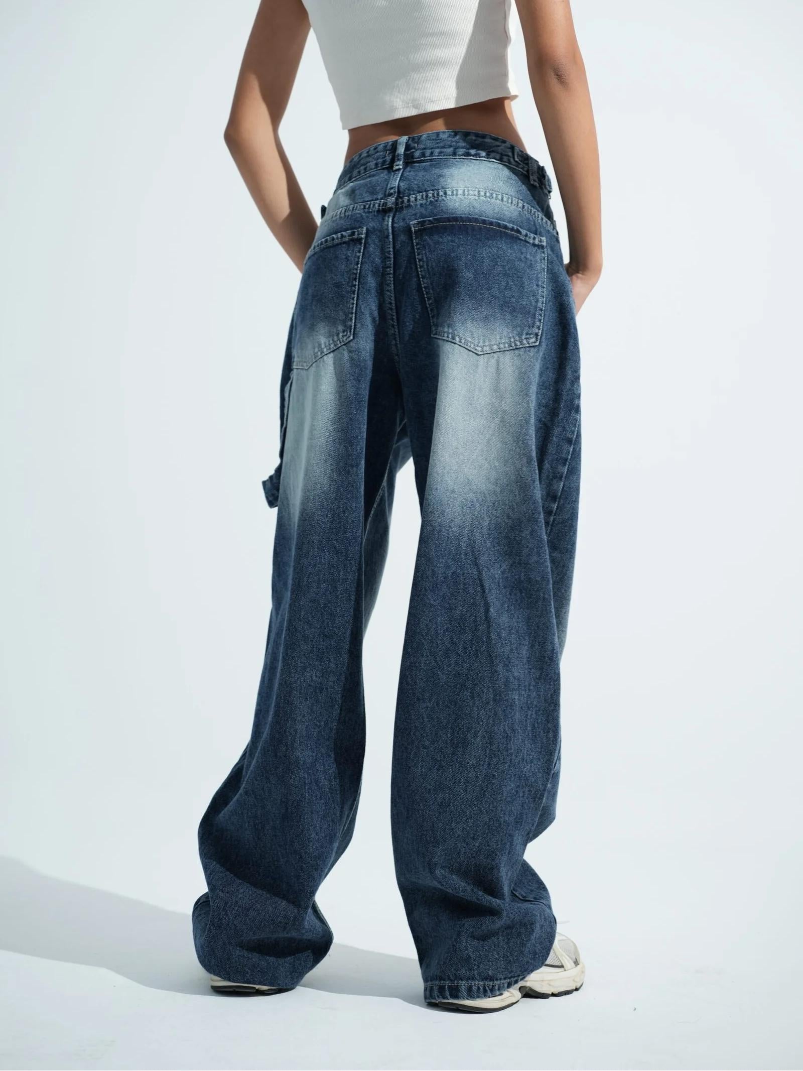 Women Balloon Jeans Blue Cotton | Bella-3