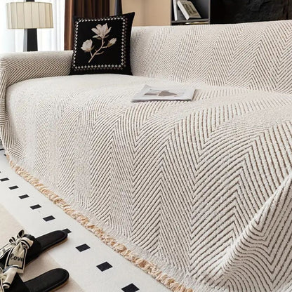 Sofa Cover Grey Microfiber Herringbone | Elegant Home Decor 3