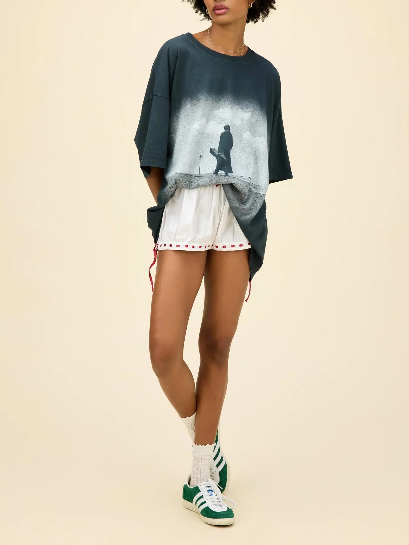 Women Mini Dress Ivory Cotton | Johnny Cash Tribute-3