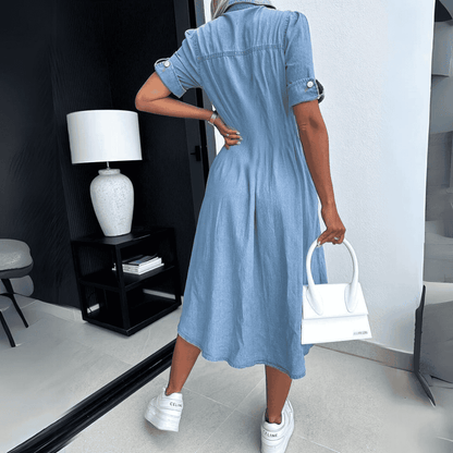 Button-Up Denim Midi Dress | Carly