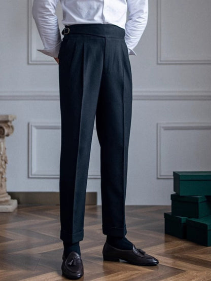 Men's Trousers Black Polyester | Classic Italian Style-4