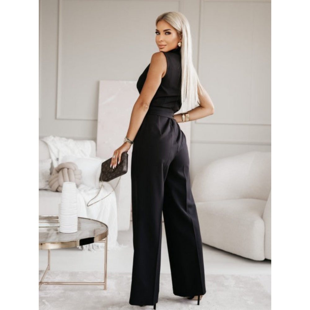 Sleeveless Wrap Jumpsuit with Wide-Leg Pants | Carmela